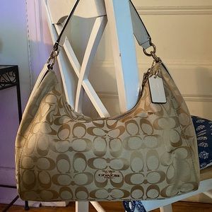 Authentic Coach Shoulder Bag, Color: Tan and Ivory